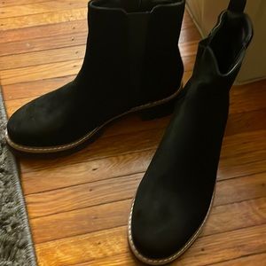 Faux suede lug sole boots